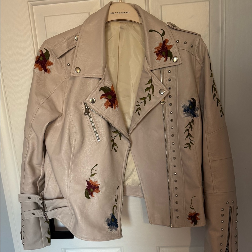 Embellished Faux Leather Jacket